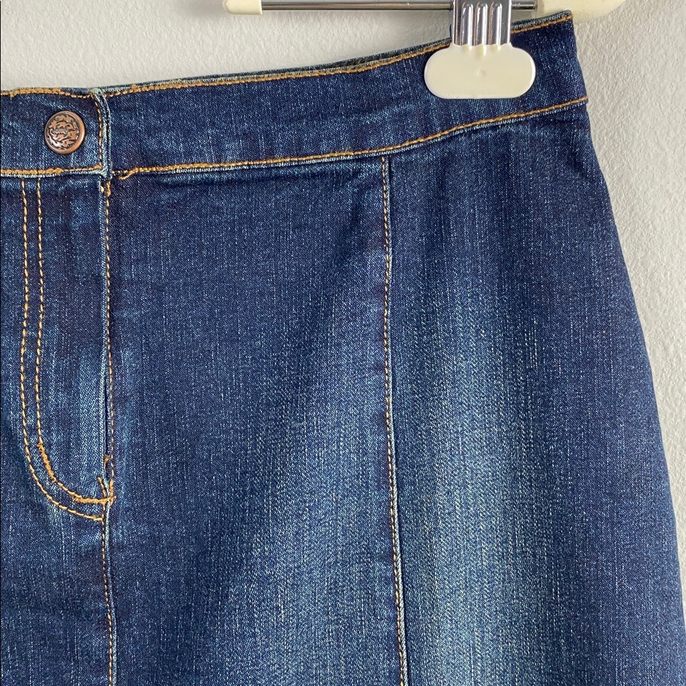 Windsor Stretch Denim Skirt | Back Slit | Dark Blue Wash - Picture 9 of 15